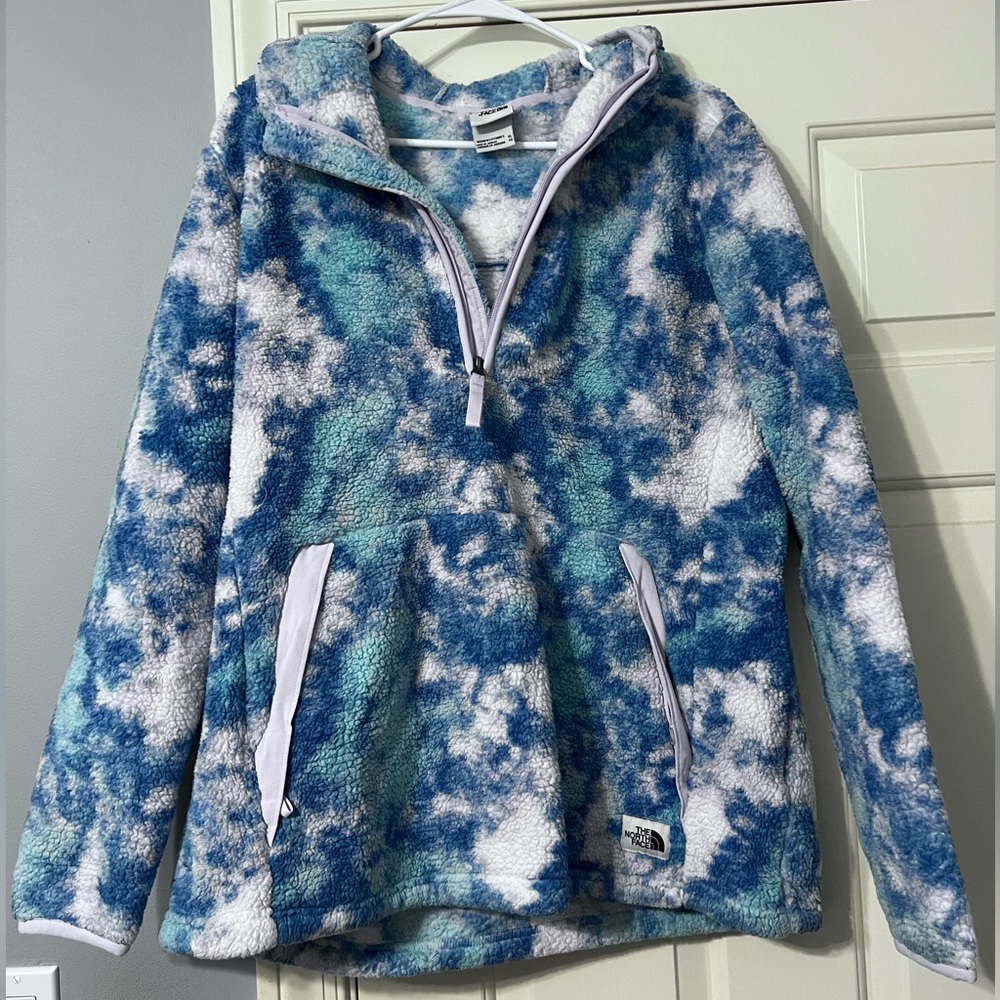 The North Face Blue and White Fleece Top